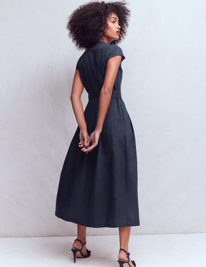 Navy Arabella Linen Blend Dress