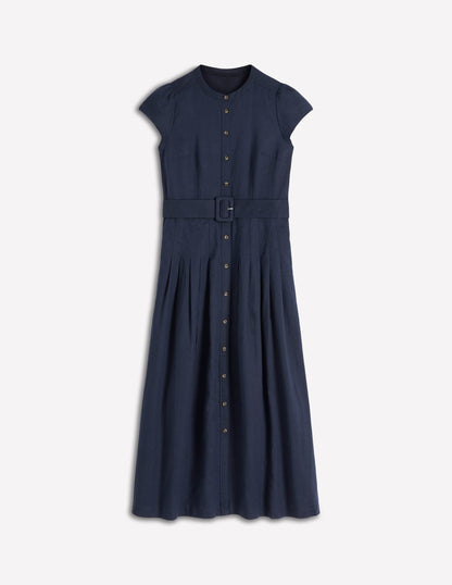 Navy Arabella Linen Blend Dress