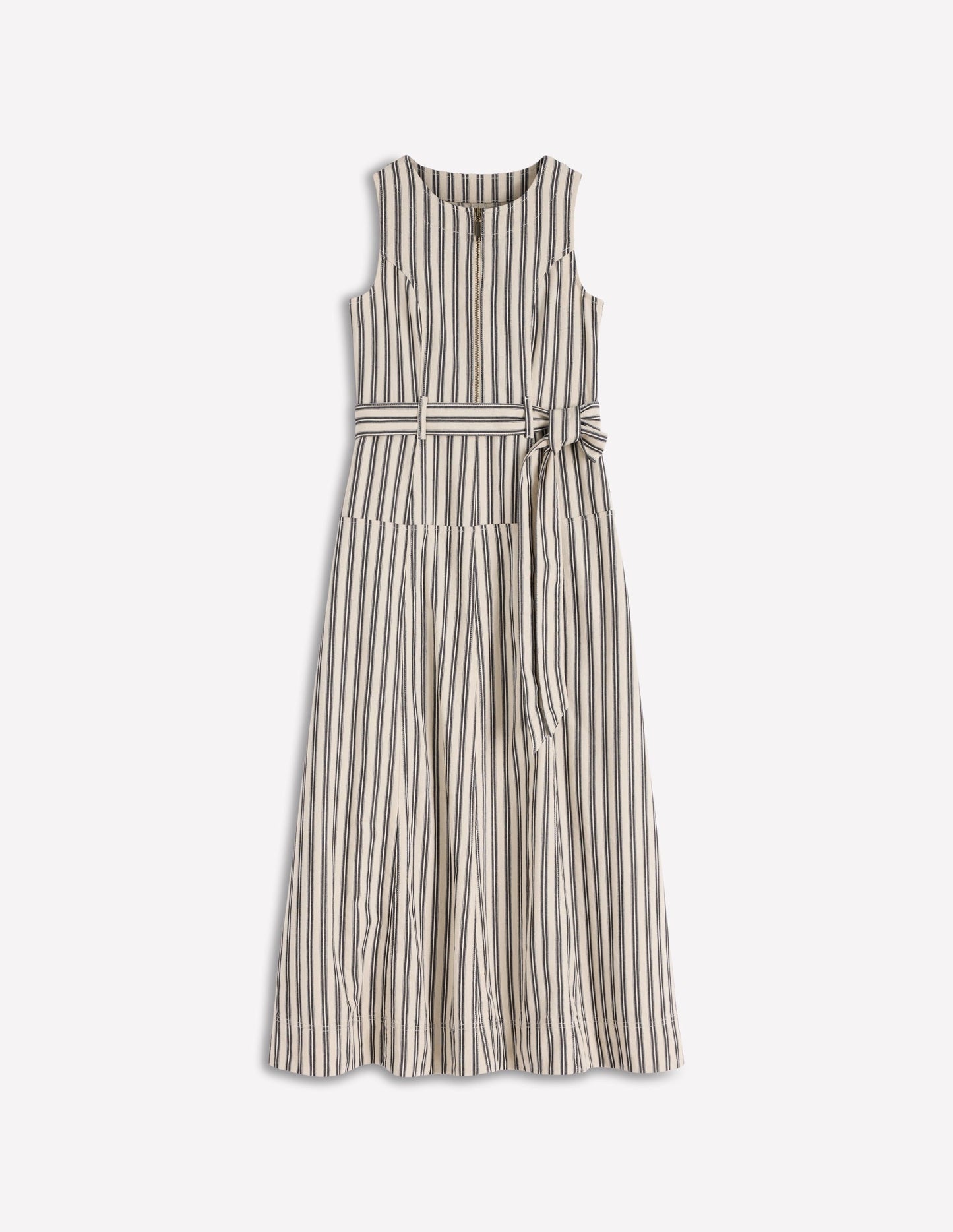 Ivory and Navy Stripe Margot Denim Sleeveless Dress