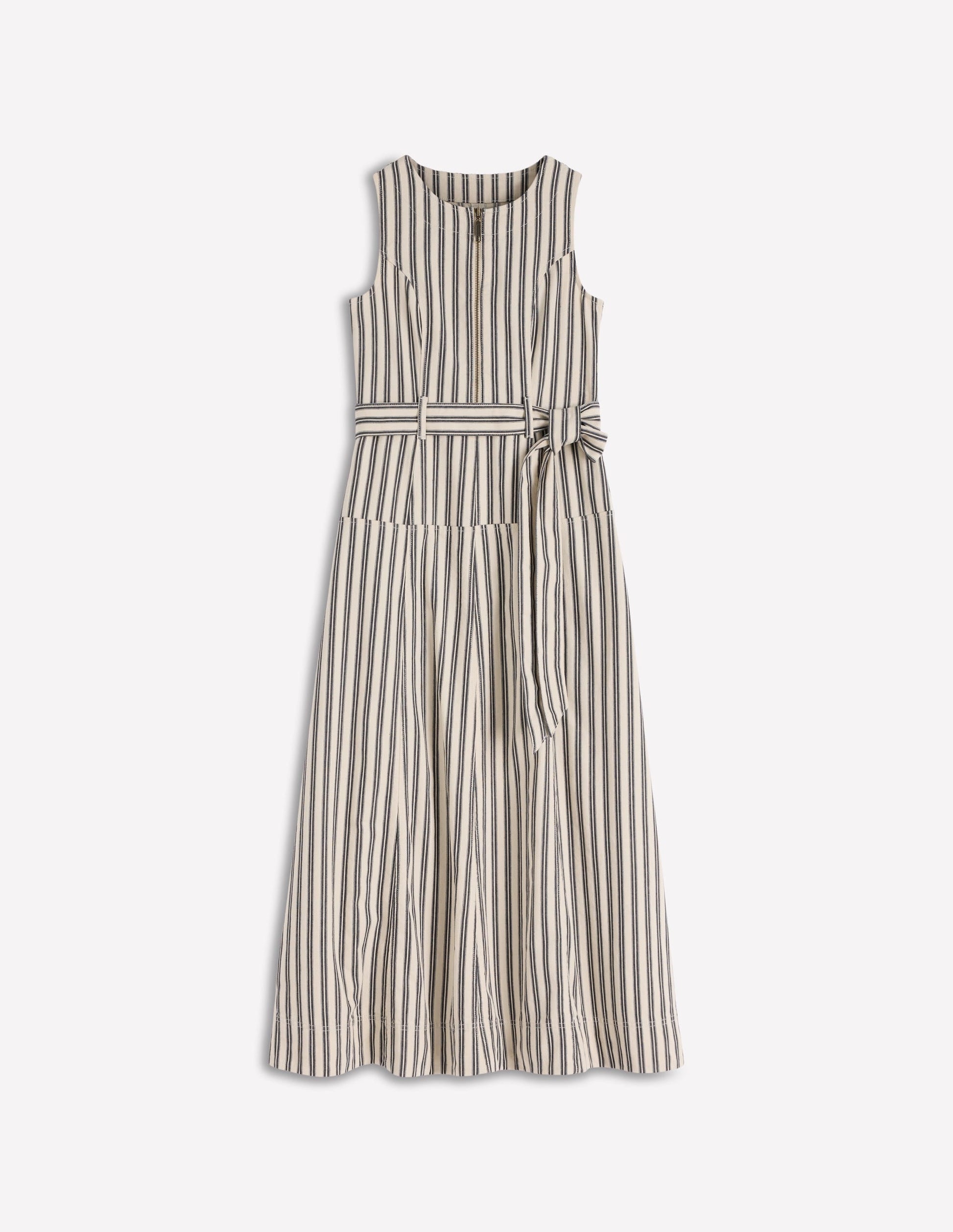 Ivory and Navy Stripe Margot Denim Sleeveless Dress