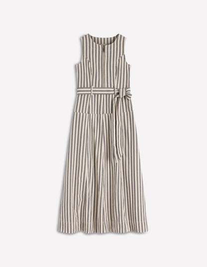 Ivory and Navy Stripe Margot Denim Sleeveless Dress