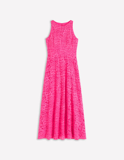 Pink Punch Lace Silvia Boned Bodice Maxi Dress in Green Opulent Blossom