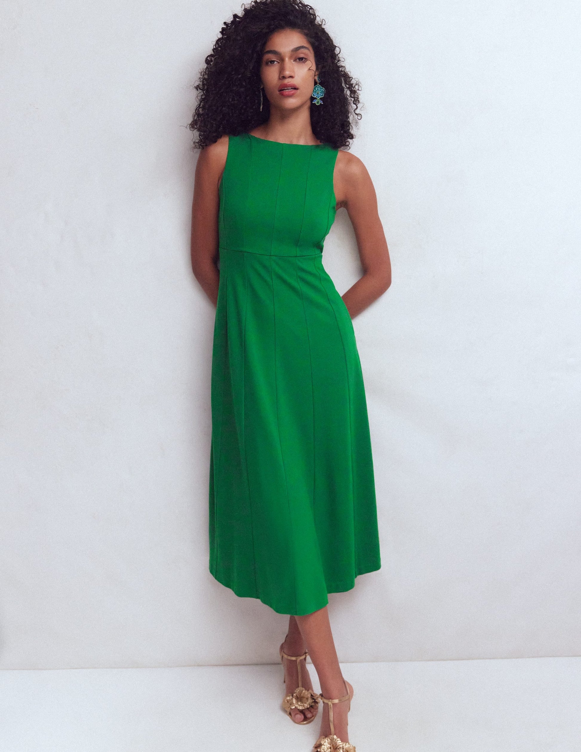 Fresh Green Margot Ponte Midi Dress