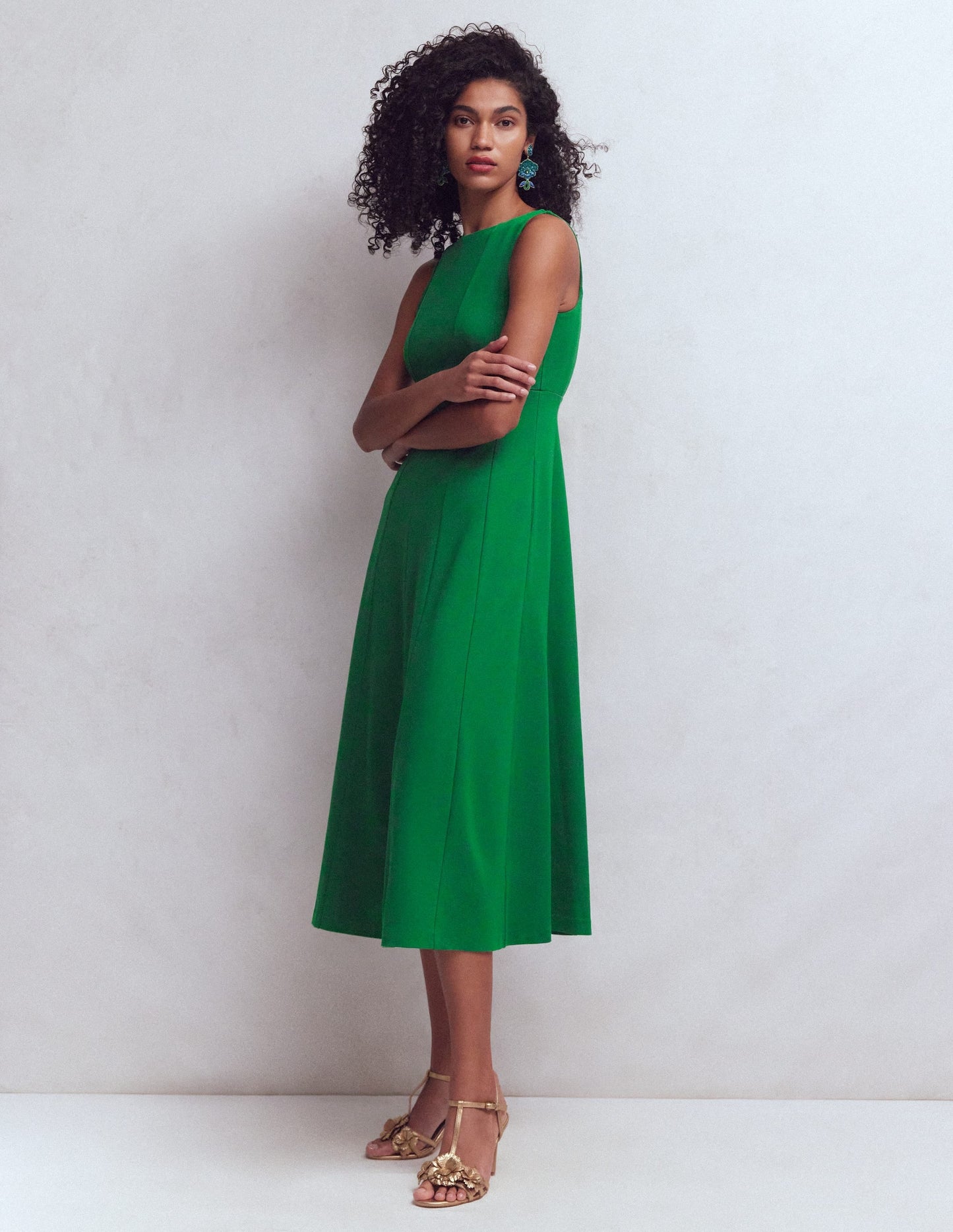 Fresh Green Margot Ponte Midi Dress