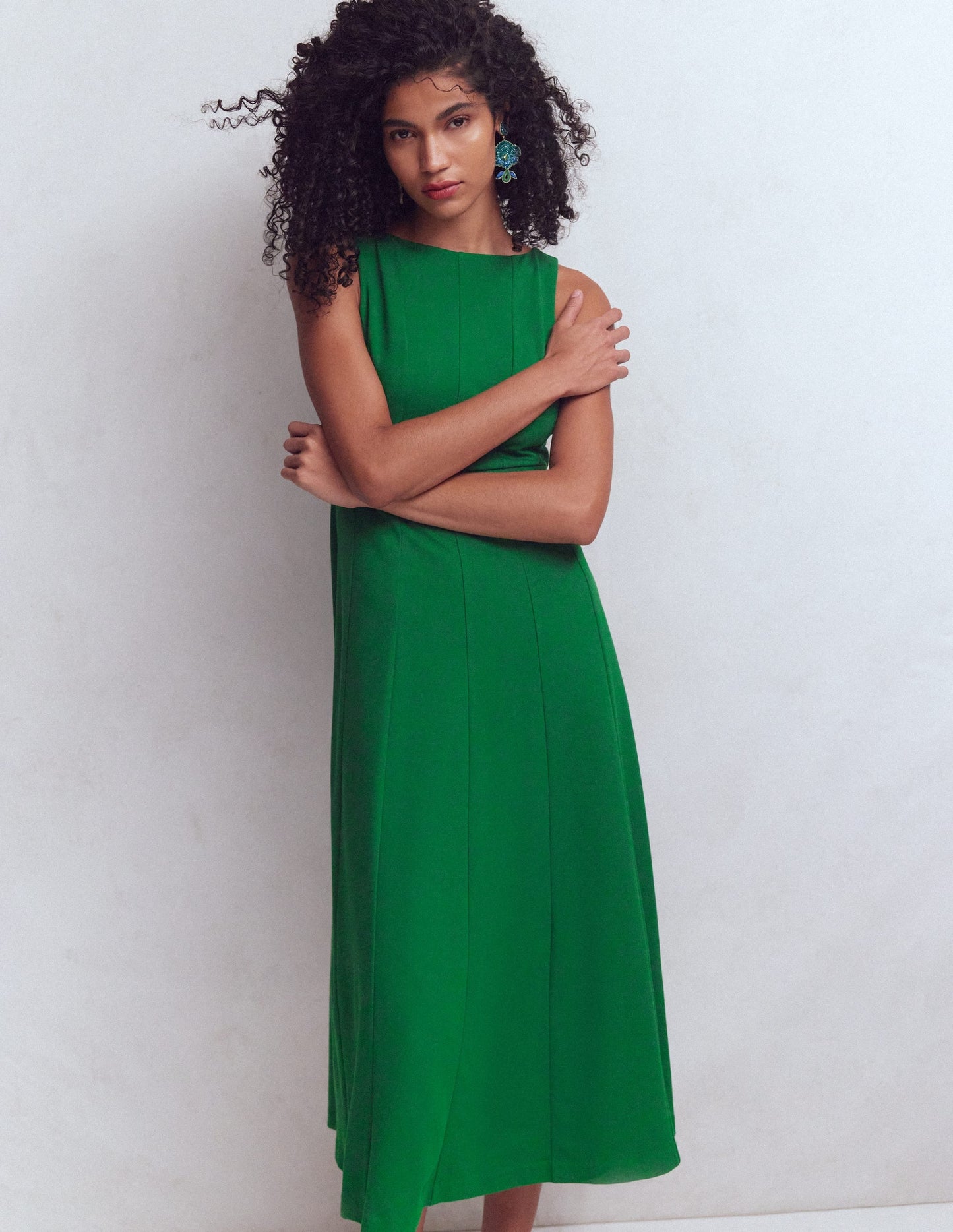 Fresh Green Margot Ponte Midi Dress