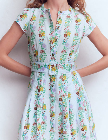 Ice Cube Blue, Blossom Trail Arabella Linen Blend Dress