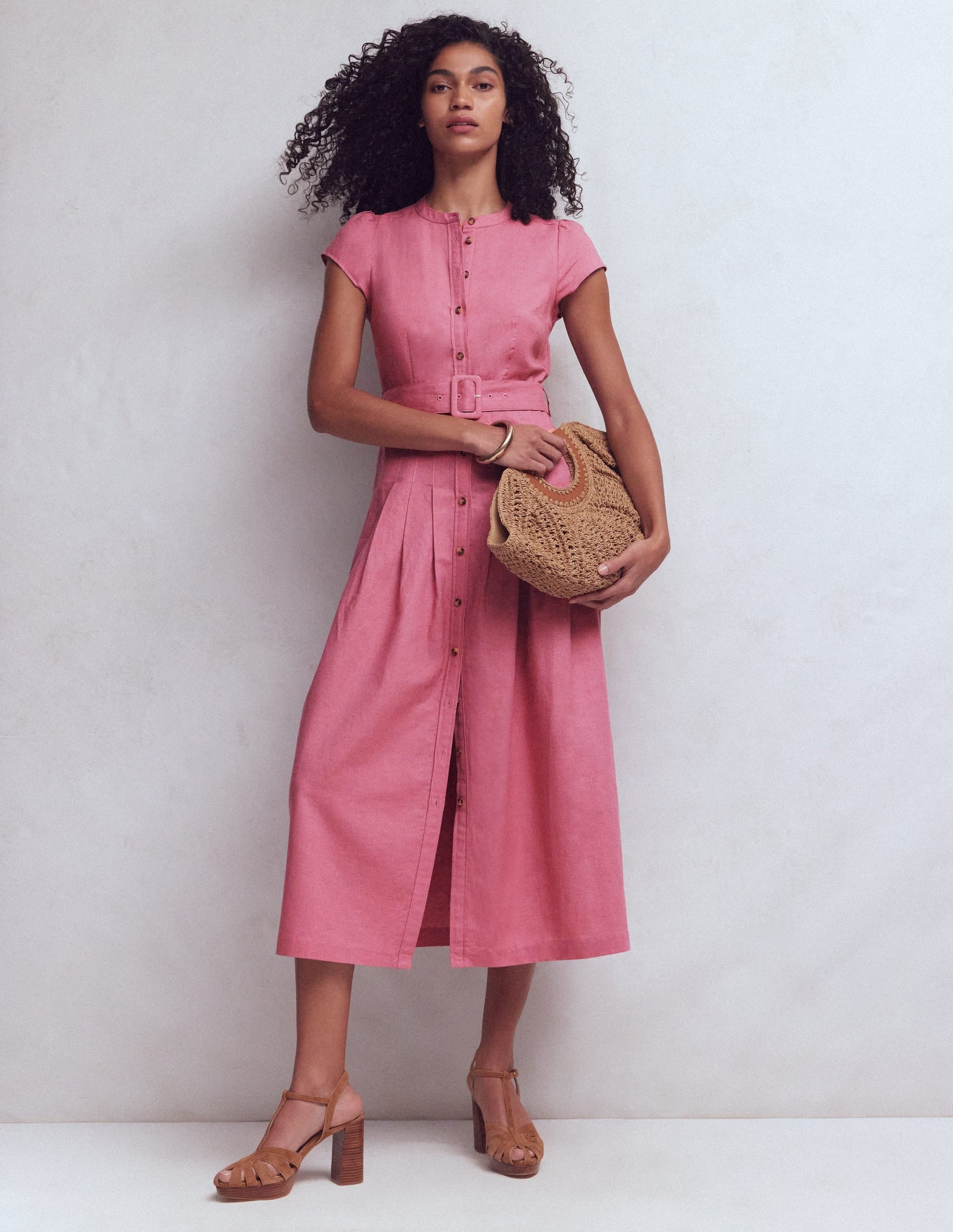 Pink Heather Arabella Linen Blend Dress