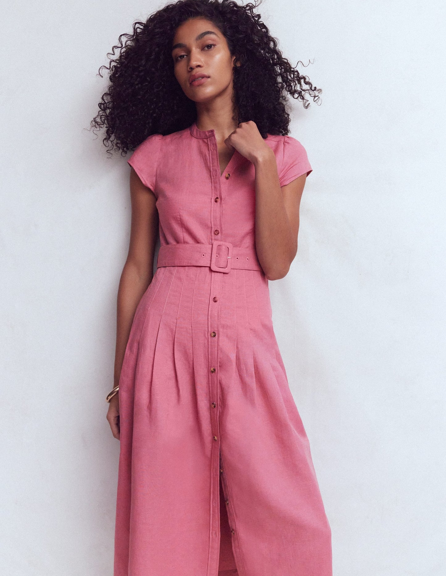 Pink Heather Arabella Linen Blend Dress