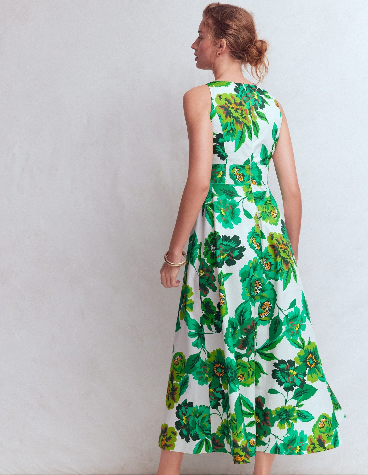 Green Opulent Blossom Silvia Boned Bodice Maxi Dress in Green Opulent Blossom