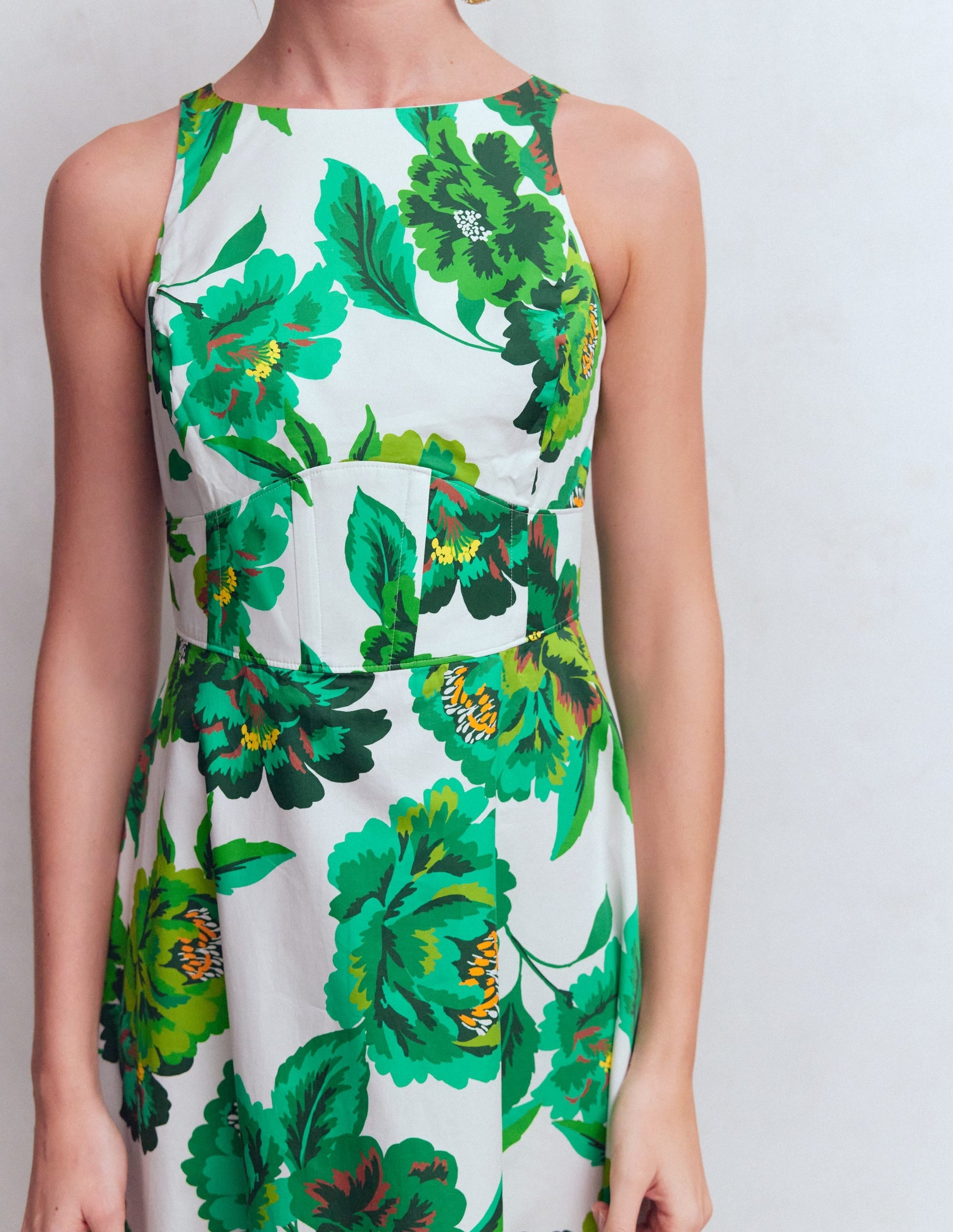 Green Opulent Blossom Silvia Boned Bodice Maxi Dress in Green Opulent Blossom