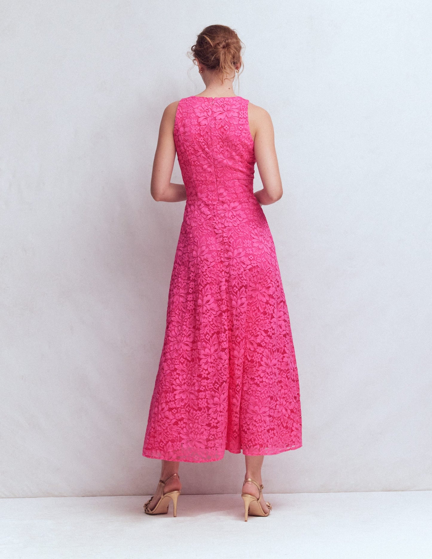 Pink Punch Lace Silvia Boned Bodice Maxi Dress in Green Opulent Blossom