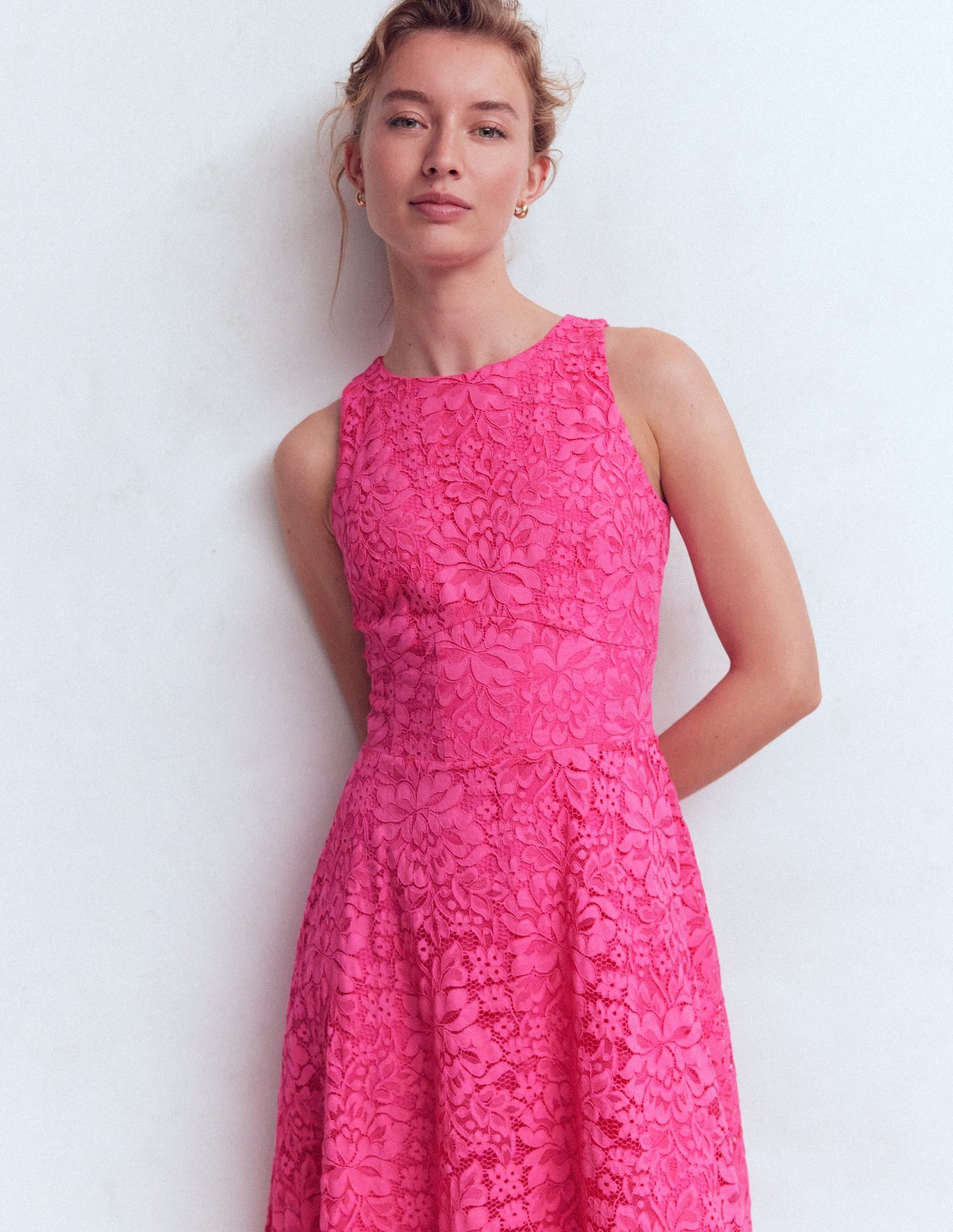 Pink Punch Lace Silvia Boned Bodice Maxi Dress in Green Opulent Blossom