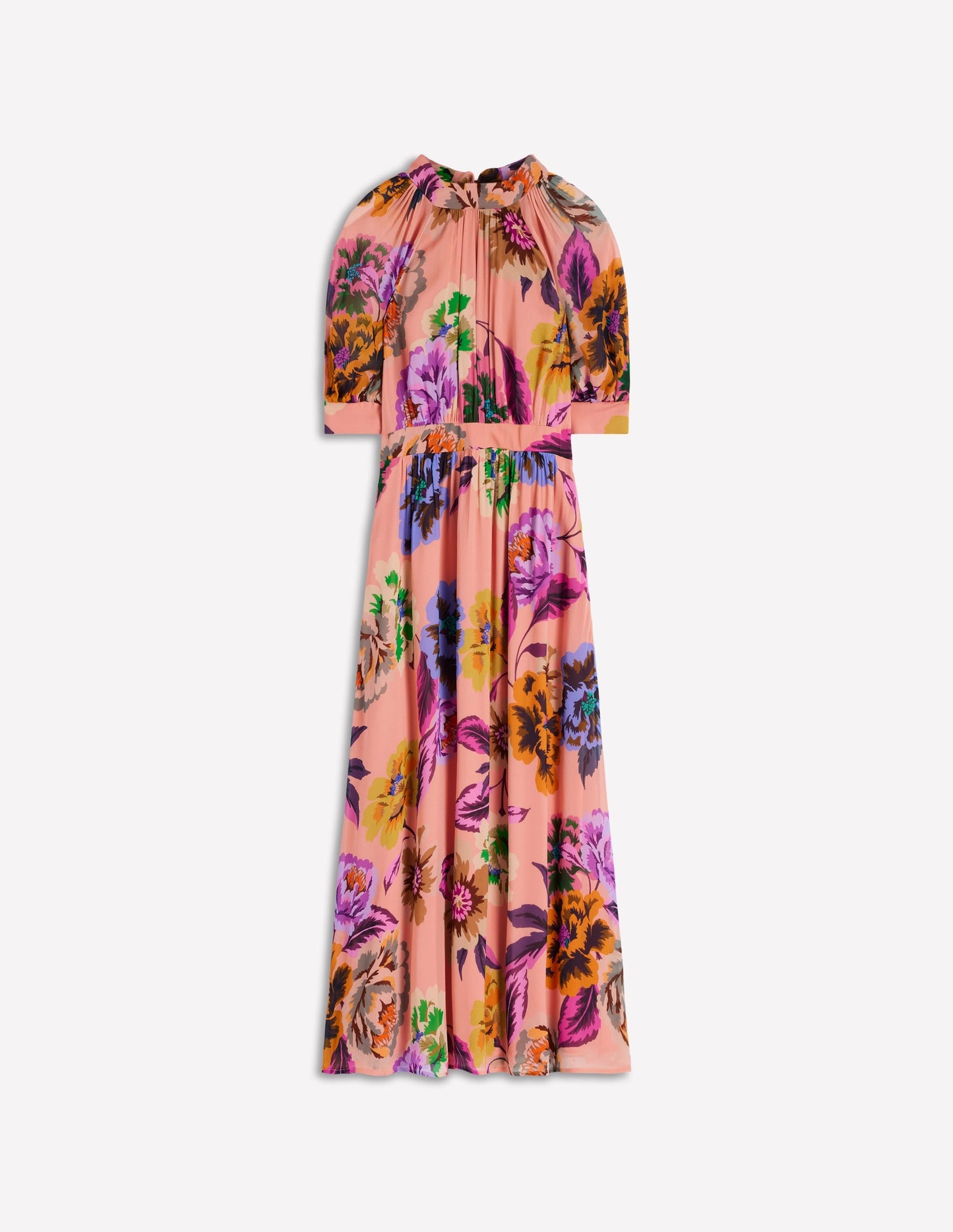 Multi Opulent Blossom Beatrice High Neck Blouson Dress in Opulent Blossom