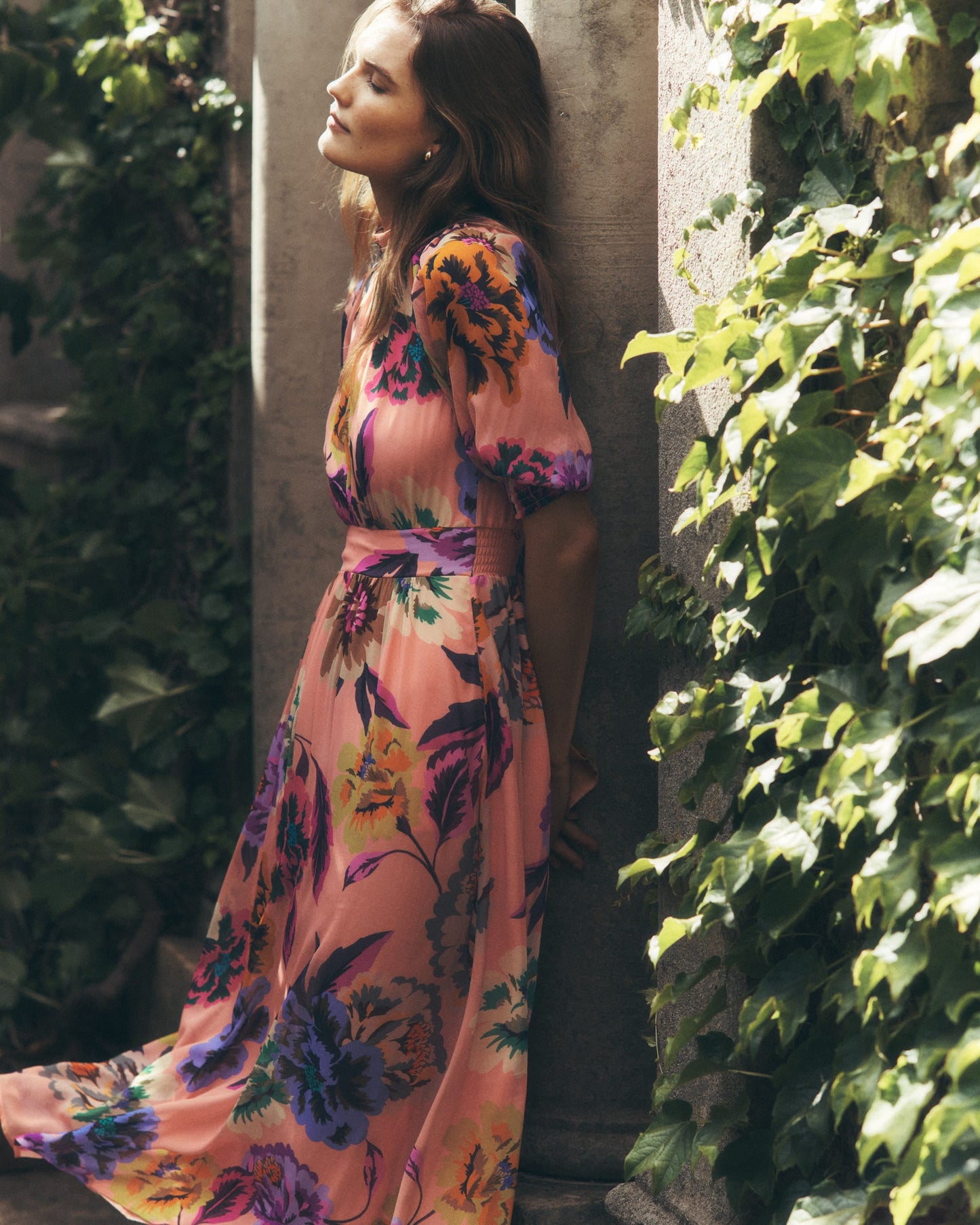 Multi Opulent Blossom Beatrice High Neck Blouson Dress in Opulent Blossom