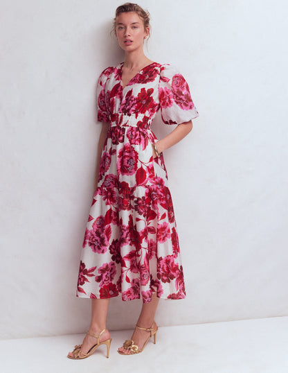 Pink Opulent Blossom Irene Silk Charmeuse Occasion Dress