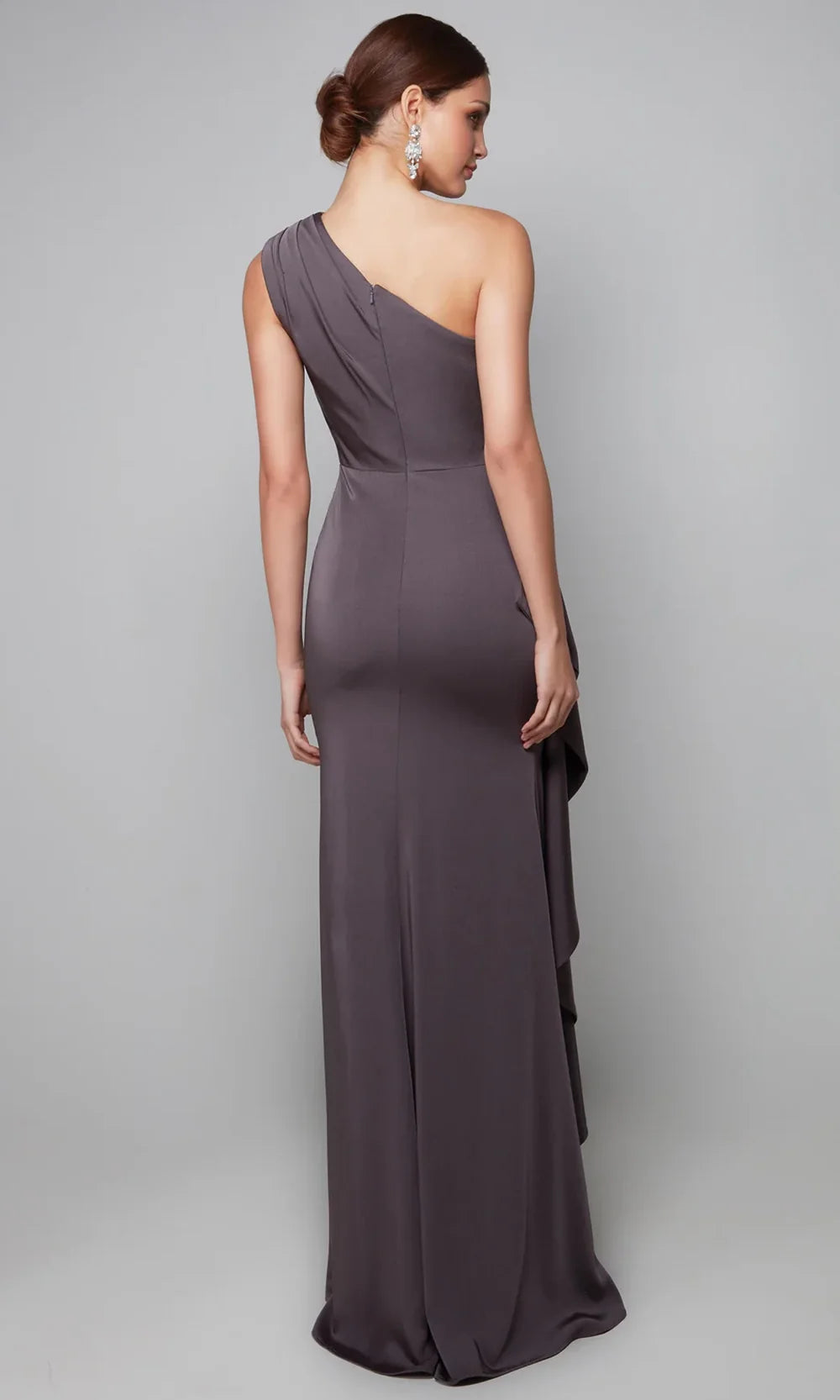 Charcoal Vivienne One-Shoulder Draped Gown