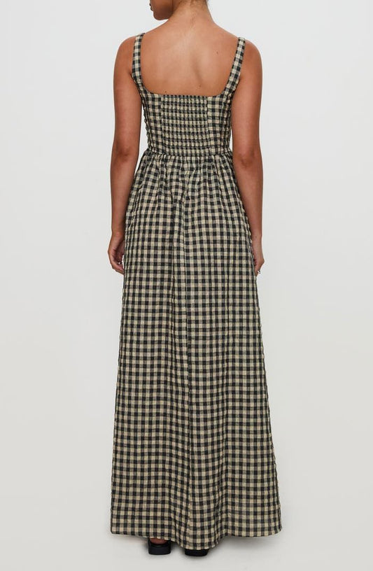 Princess Polly Cartmel Gingham Check Maxi Dress in Black at Nordstrom, Size 0