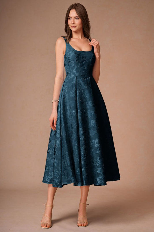 Briac Navy A-Line Midi Dress