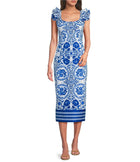 Adrianna Printed Ruffle Midi Dress