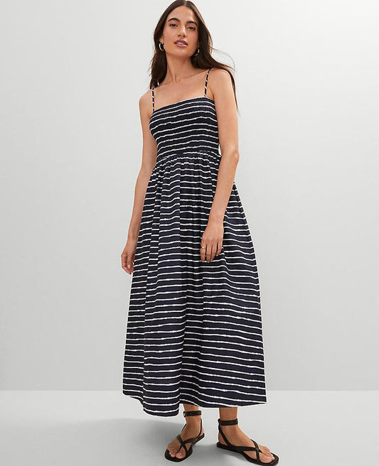 Margot Striped Linen Flare Dress