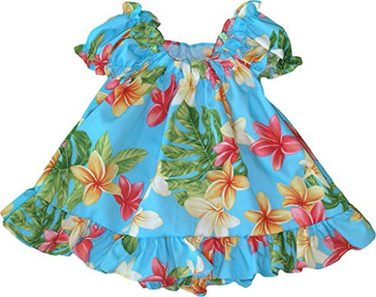 Red Plumeria Sunshine Puff Sleeve Hawaiian Dress Set