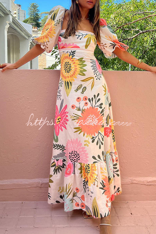 White Margot Floral Maxi Dress