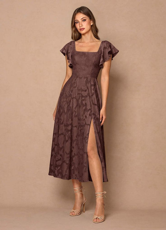 Talia Mocha Coco Midi Dress | Azazie