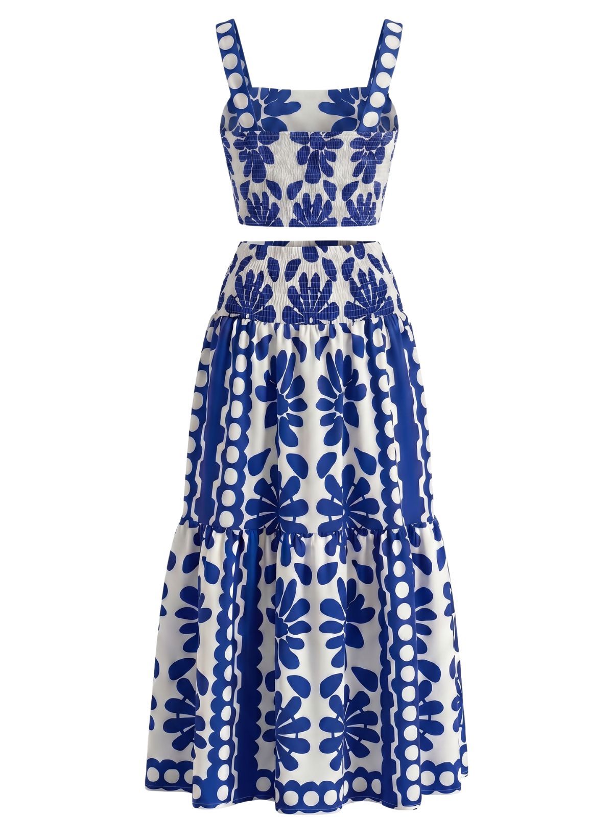 Red Margot Square Neck Geometric Floral Maxi Dress