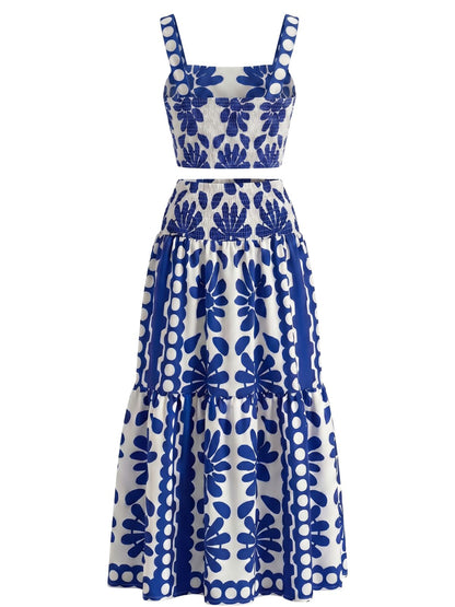 Red Margot Square Neck Geometric Floral Maxi Dress