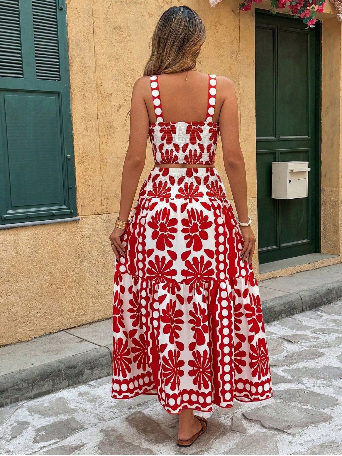 Blue Margot Square Neck Geometric Floral Maxi Dress