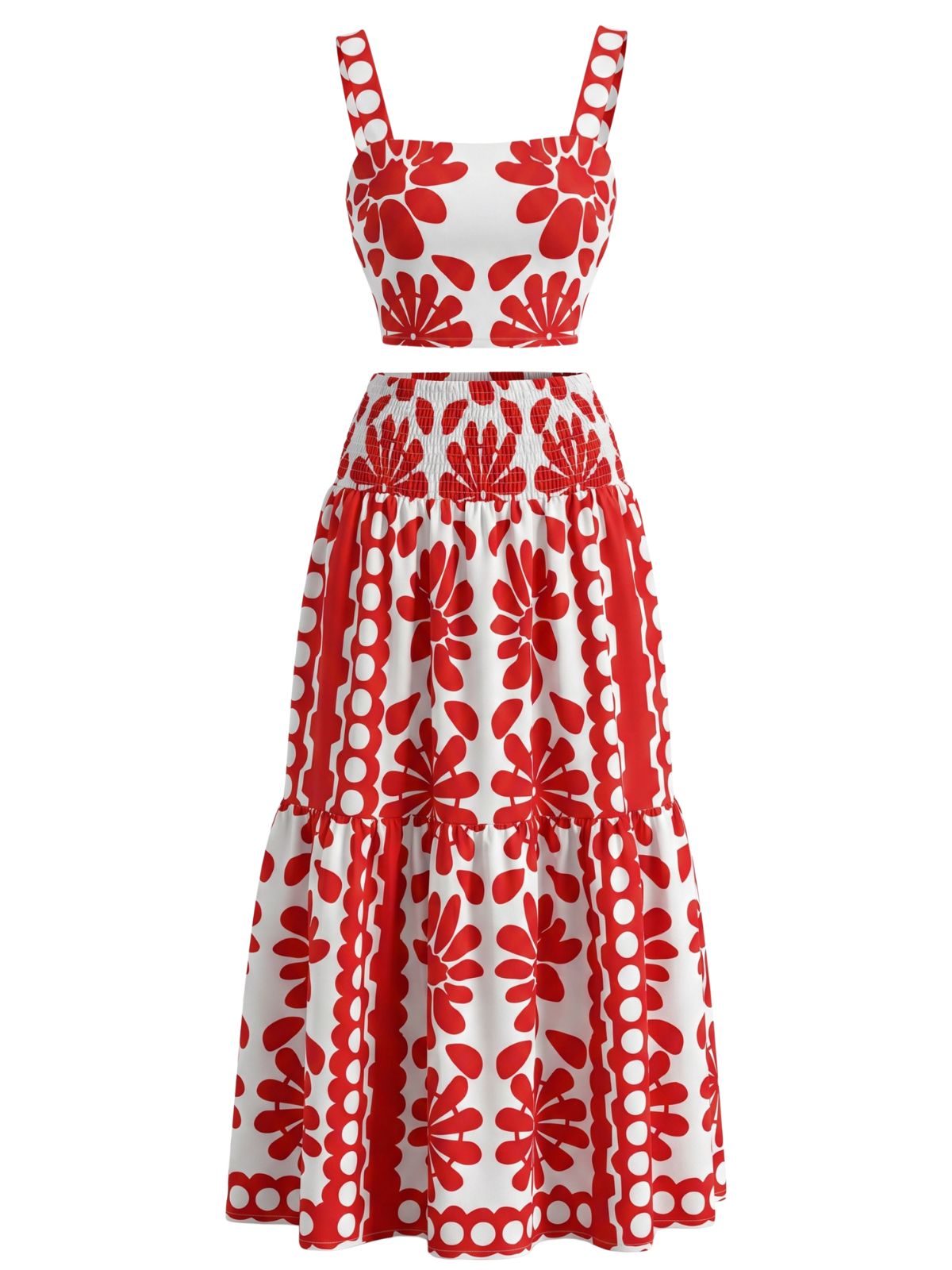 Blue Margot Square Neck Geometric Floral Maxi Dress