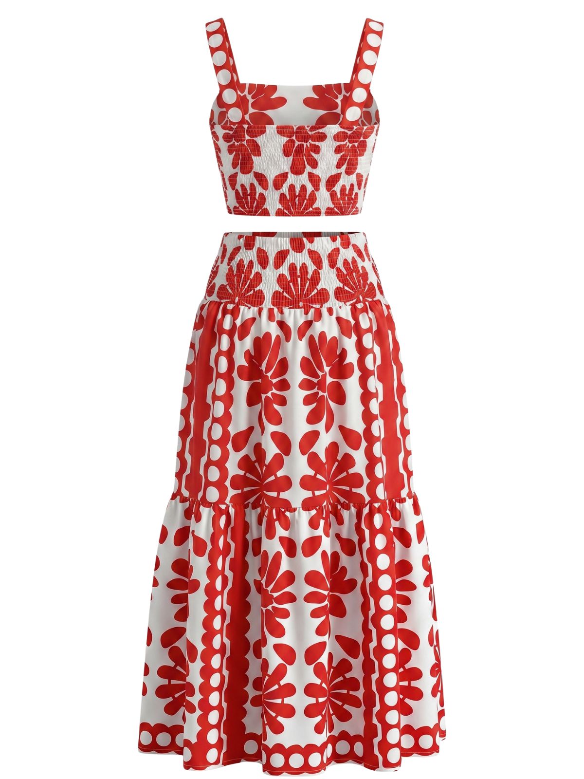 Blue Margot Square Neck Geometric Floral Maxi Dress