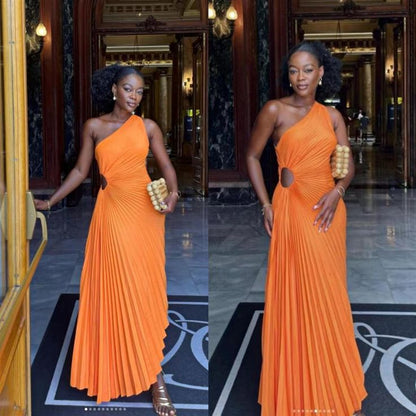 Custom Color(Special instructions for seller) Vivienne One-Shoulder Crepe Evening Dress