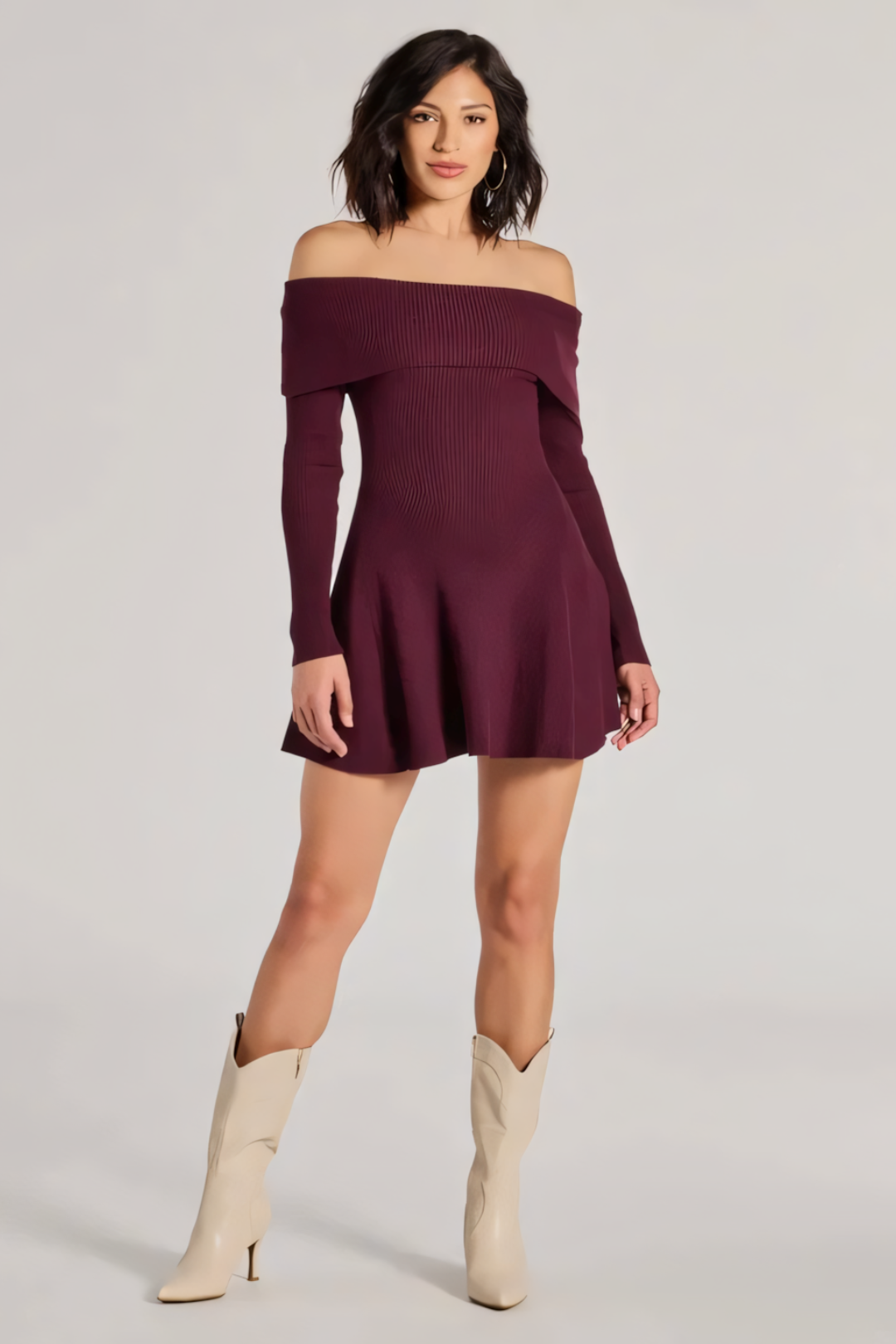 Chic Staple Ribbed Knit Skater Dress