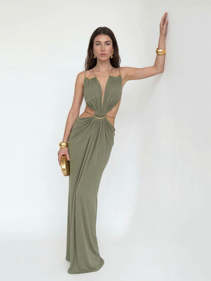 Brown Axis Art Maxi Dress