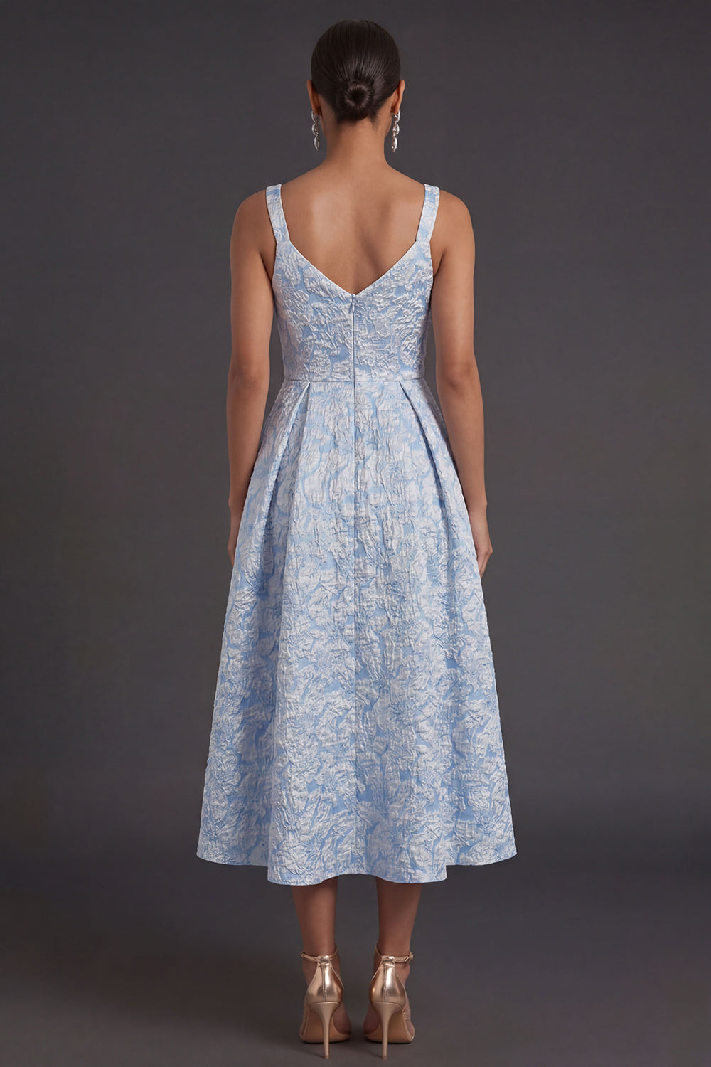 Blue Eleanor Jacquard Midi Dress