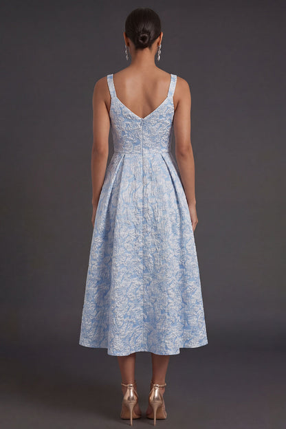 Blue Eleanor Jacquard Midi Dress