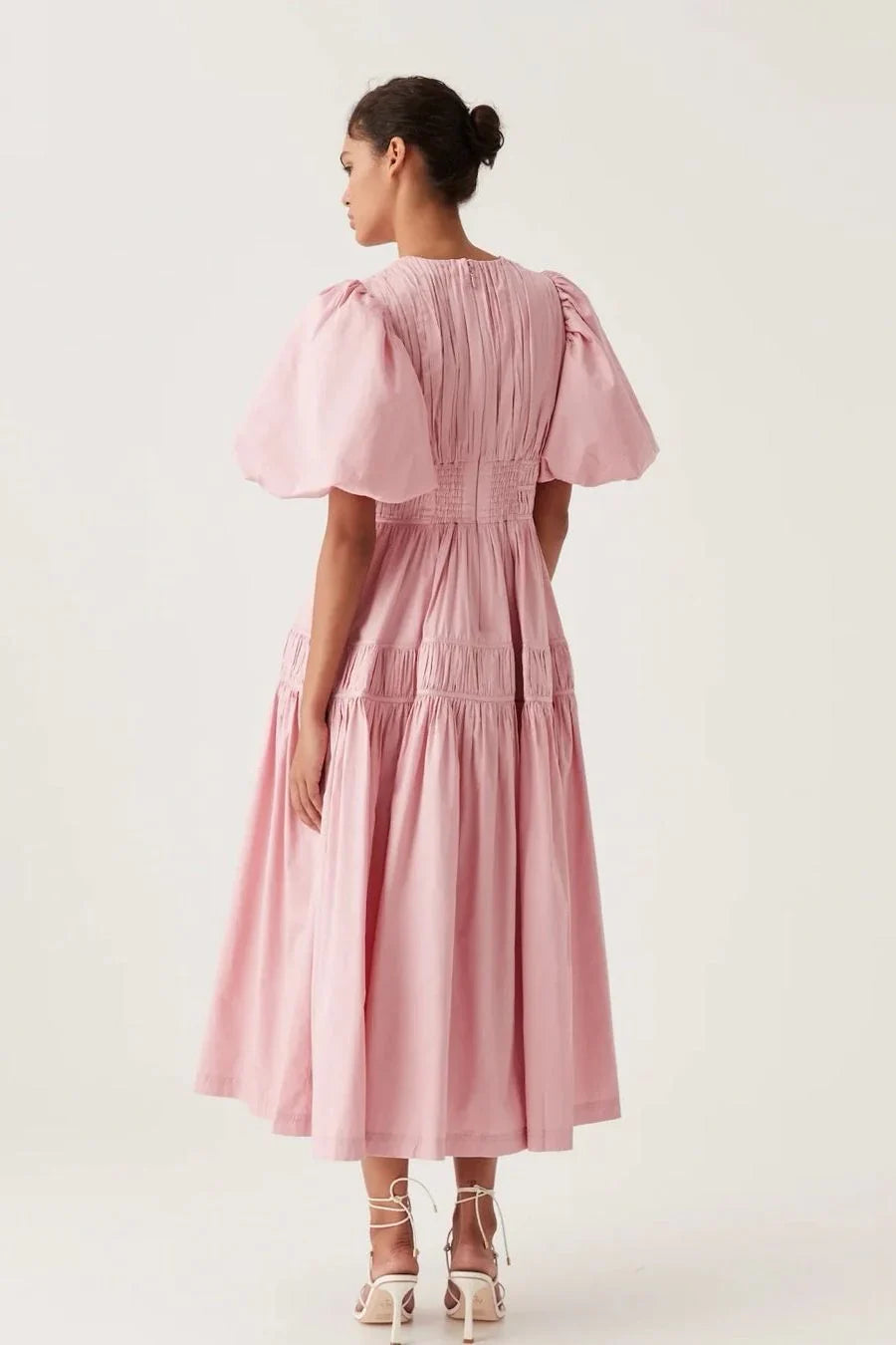 Pink Fallingwater Ruched Midi Dress