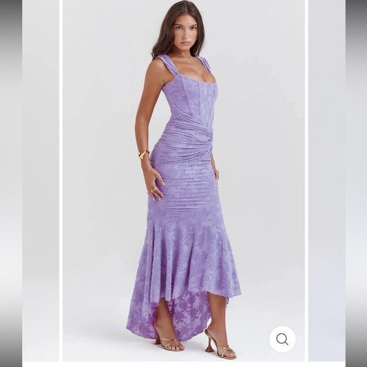 Violet Silk Evening Gown