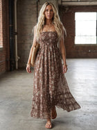 Nwt Boho Festival Floral Strappy Back Maxi Dress | Color: Brown | Size: Various