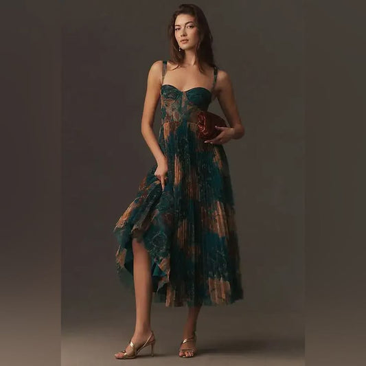 Willa Floral Gown in Navy