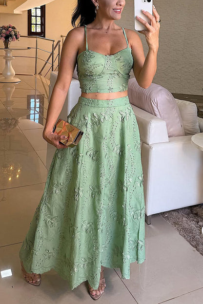 line Maxi Skirt Set Sophia Embroidered Smocked Maxi Dress