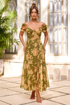 Solstice Bloom Chiffon Midi Dress