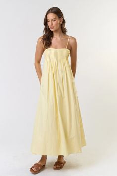 Summer to Fall Style Inspo — Butter Yellow Pleated Maxi Dress