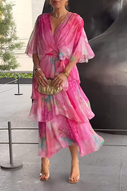 Pink Margot Chiffon Midi Dress