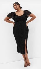 Maisie Lace Midi Dress - black