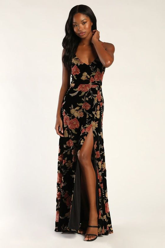 Arabella Burnout Velvet Maxi Dress