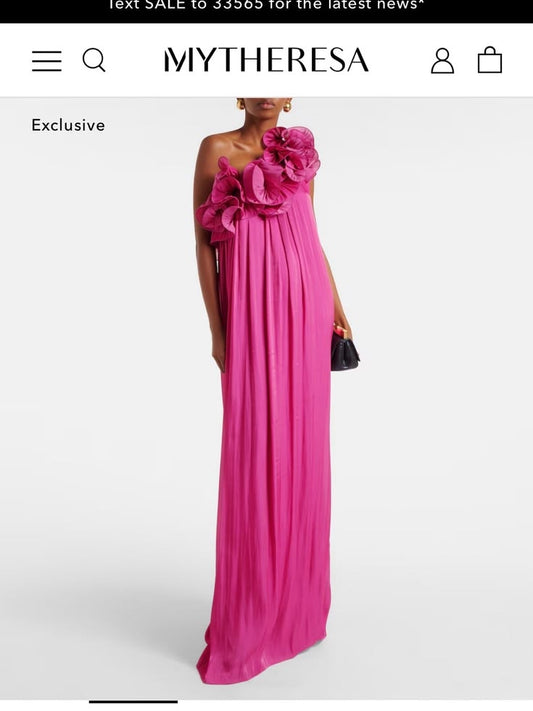 Valentina One-Shoulder Floral Appliqué Maxi Dress
