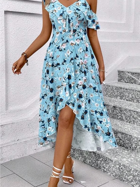 Arabella Floral Asymmetrical Midi Dress