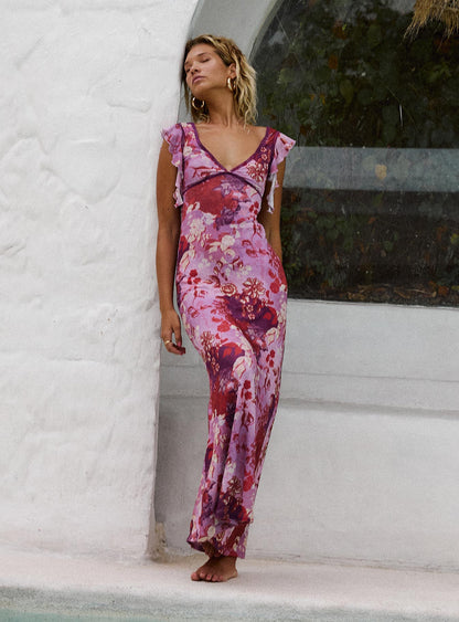 Purple Multi Soleila Maxi Dress in Purple Multi